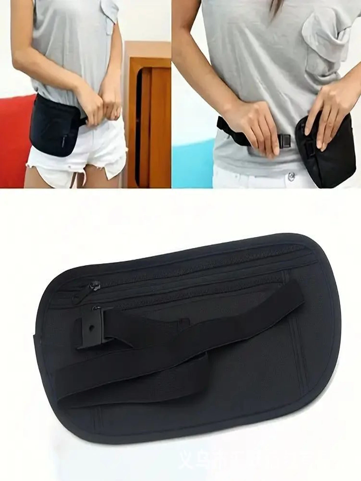 حقيبة خصر خارجية مناسبة للرجال والنساء، حقيبة هاتف سفر غير مرئية متعددة الوظائف، تخزين محمول، مضادة للسرقة، ou