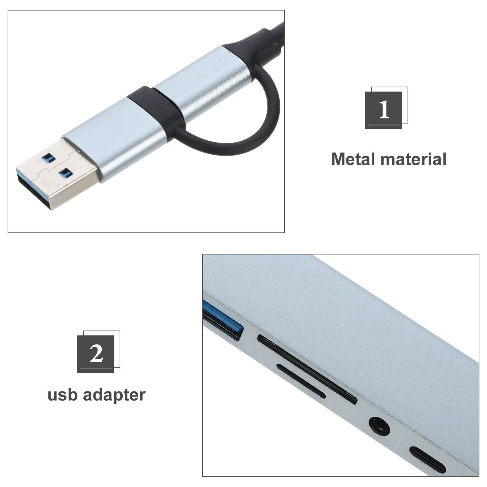 

Type-C Expansion Dock Hub Dual Head 8-in-1 Ports for Laptop USB Adapter Splitter Multi-Function USB Connectors Port Expander