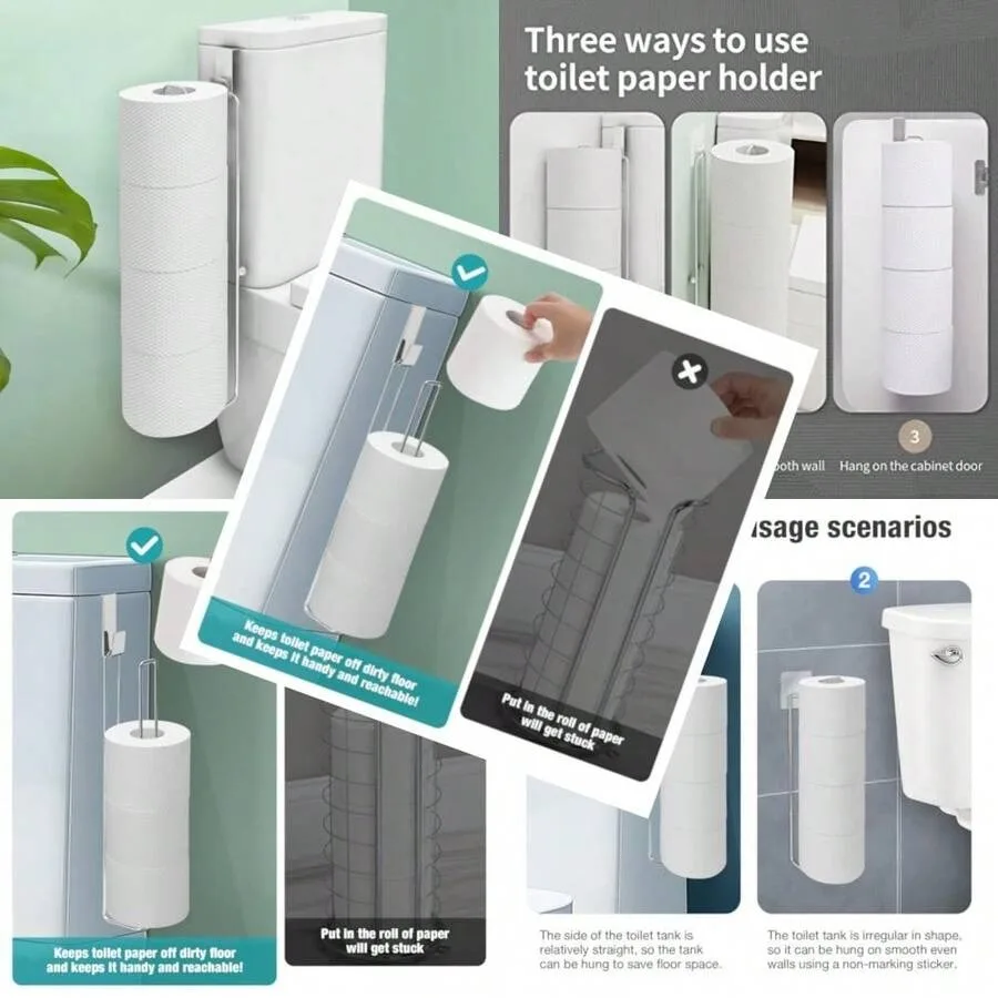 

Toilet Paper Storage For 4 Roll Tissue, Over The Tank Toilet Paper Holder, Stainless Steel Rustproof Toilet Paper Holder Wall M