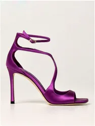 2025 Summer New Fashionable Stiletto High Heel Open Toed Sandals Square Head Party Sexy 34-45 Large Women's Shoes