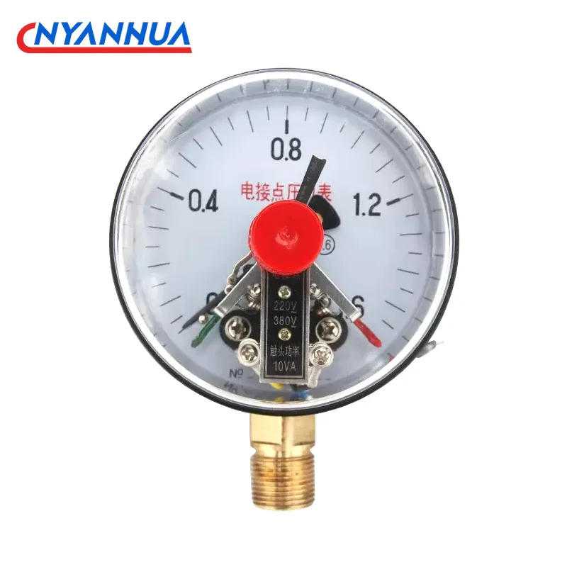 100mm Diameter Electric Contact Pressure Gauge 0-1.6MPa Vacuum Pressure Controller 10VA Pressure Switch Control