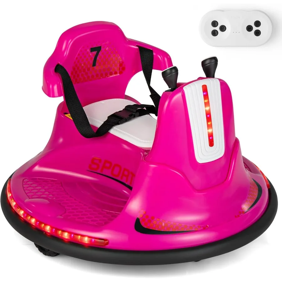 รถบั๊มพ์ไฟฟ้า 12V พร้อมรีโมทคอนโทรลแบบจอยสติ๊กคู่ หมุนได้ 360 องศา °   ฟังก์ชั่นสปินสโลว์สตาร์ท ไฟ LED และเพลงสนุกๆ