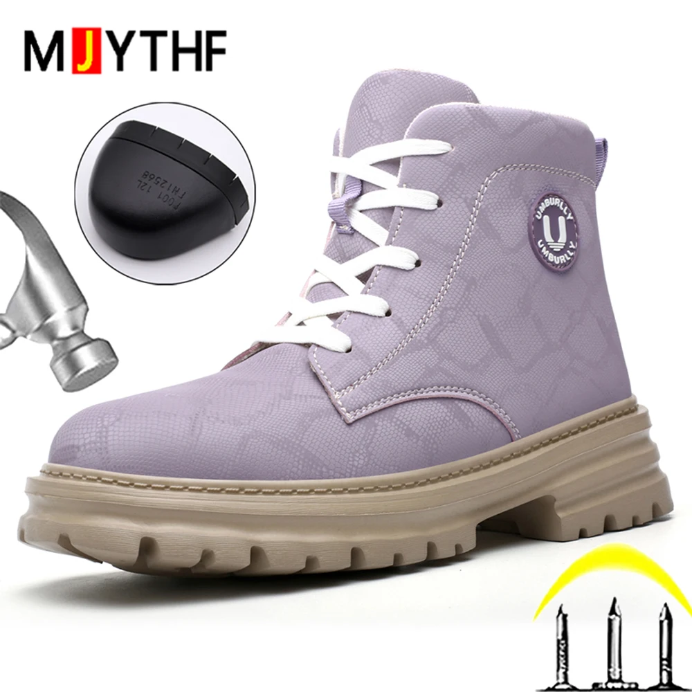 

New Women Safety boots Steel toe shoes Puncture-Proof Work Boots Women Lightweight comfort Protection Shoes Work Sneakers Female