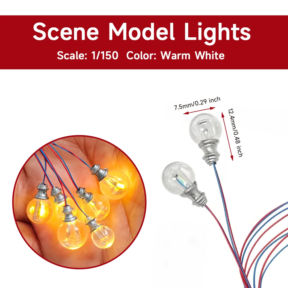 5 Stück 3V Miniatur-LED-Lampen für 1/87 1/100 1/150 DIY-Modellbau/Puppenhaus-Dekoration/Dioramen-Zubehör/Mikrolandschaft