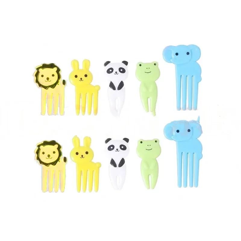 

10 Pcs Creative Cartoon Fruit Fork Stickers: Cute Animal Lunch Box Decoration for Kids Lunch Box, Fun Meal Time