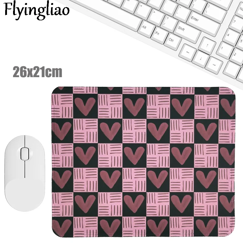 Vintage Black Pink Heart Creative Office Keyboard Pad Kawaii Laptop Mouse Mat Anti Slip Desk Mats Custom Desk Pad