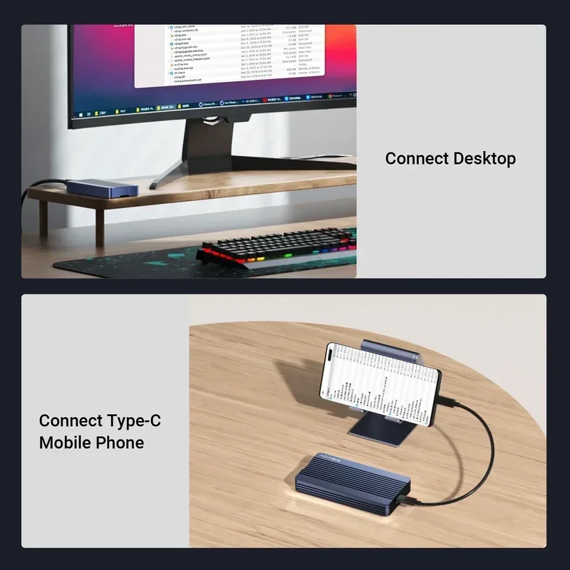 Acasis Thunderbolt 3 SSD Case 40Gbps M.2 MVME Enclosure For Macbook 2500-3000MB/S Data Transfer Speed For Data Storage