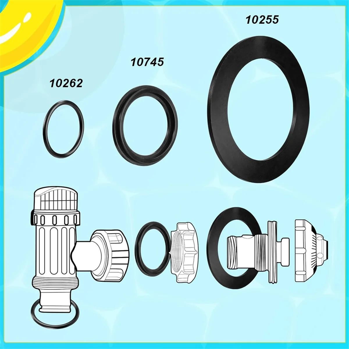 18 Pieces 25076RP O Ring Rubber Washer for Intex Pool Plunger Valves and Replacement Gasket 10745, 10262 and 10255