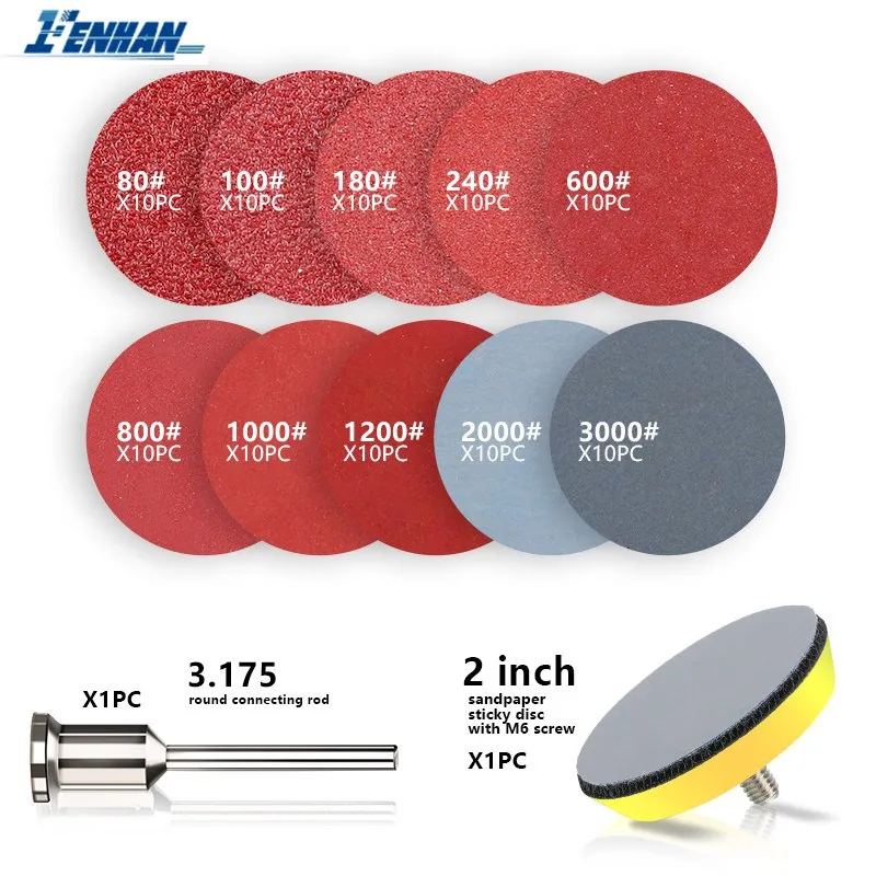 

102pcs 2 inches Sanding Discs Pad Kit For Drill Grinder Rotary Tools With Backer Plate Includes 80-2000 Grit Sandpapers Polish