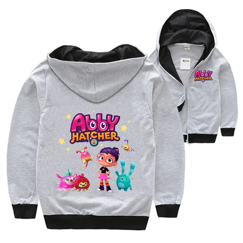 Children Cartoon Abby Hatcher Print T Shirt Baby Boy Clothes Girl Long Sleeve Tshirt Kids Hooded Top Tee Baby Zipper jacket