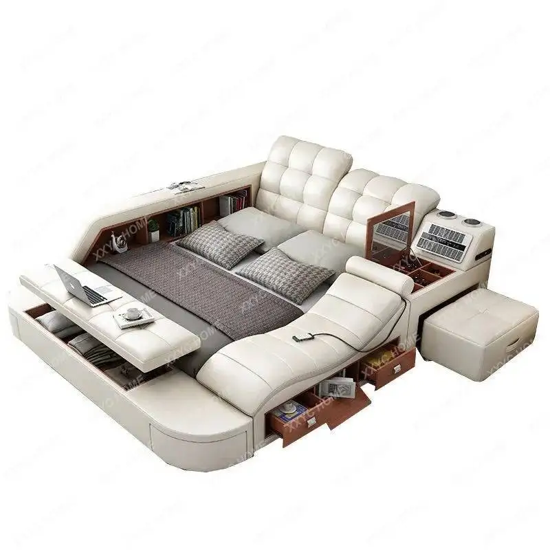 حار بيع لطيف تحت التخزين سرير مزدوج الجمالية ماستر غرفة نوم متعددة الوظائف إطار سرير مزدوج #6