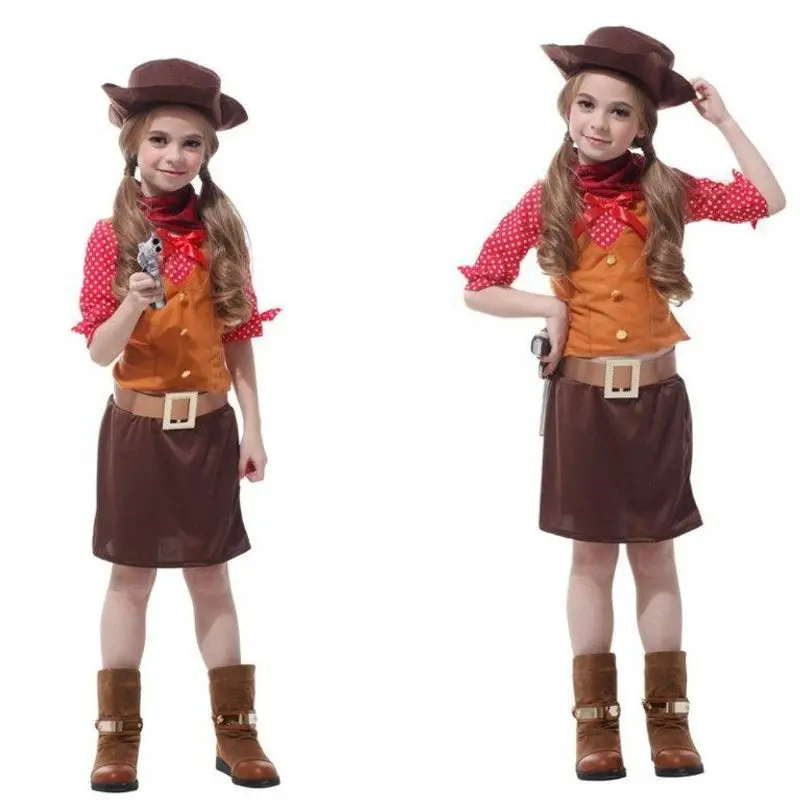 

Western Cowboy Cisas Princ Skirt Stage Costume Children's loween Cosplay Clothing Traditional Ethnic Women's Faion