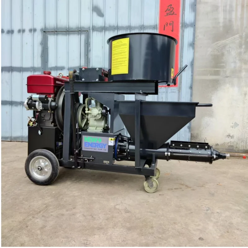 Diesel Mortar Spraying Machine Shotcrete Gun Grout Pump with Mixer for Interior Wall Floor Ceiling Roofs and Surfaces
