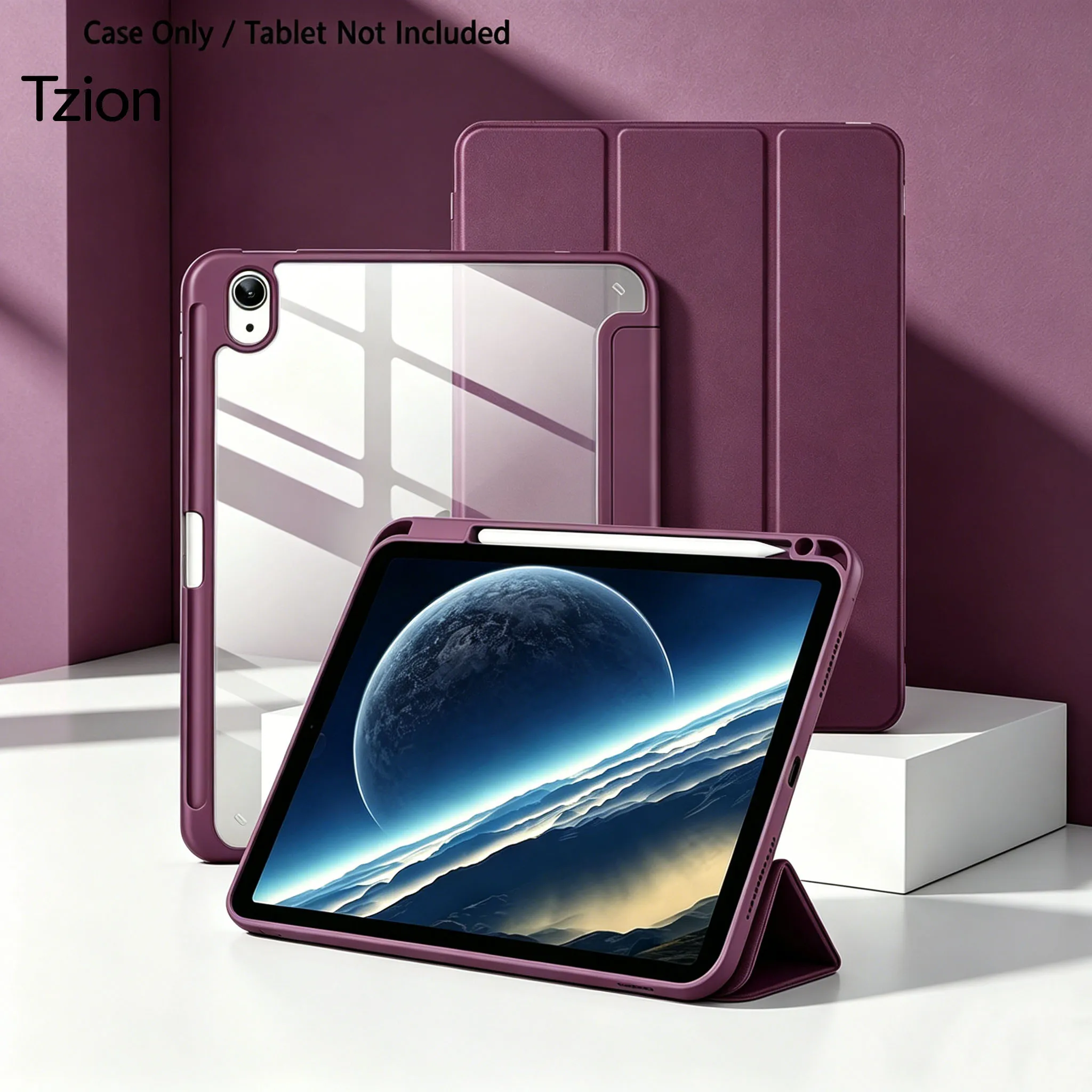 Case for iPad 10th/11th A16 Trifold Stand Smart Cover with Pencil Holder and Soft TPU Back,Supports Auto Sleep & Wake Function