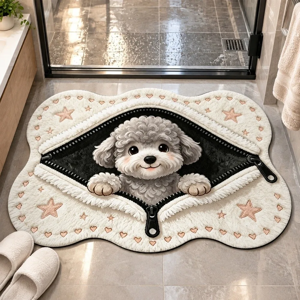 Durable 40×60CM Bathroom Doormat Absorbent Lifelike Visual Illusion Rug Non-slip Washable Animal Pattern Carpet Home Entrance