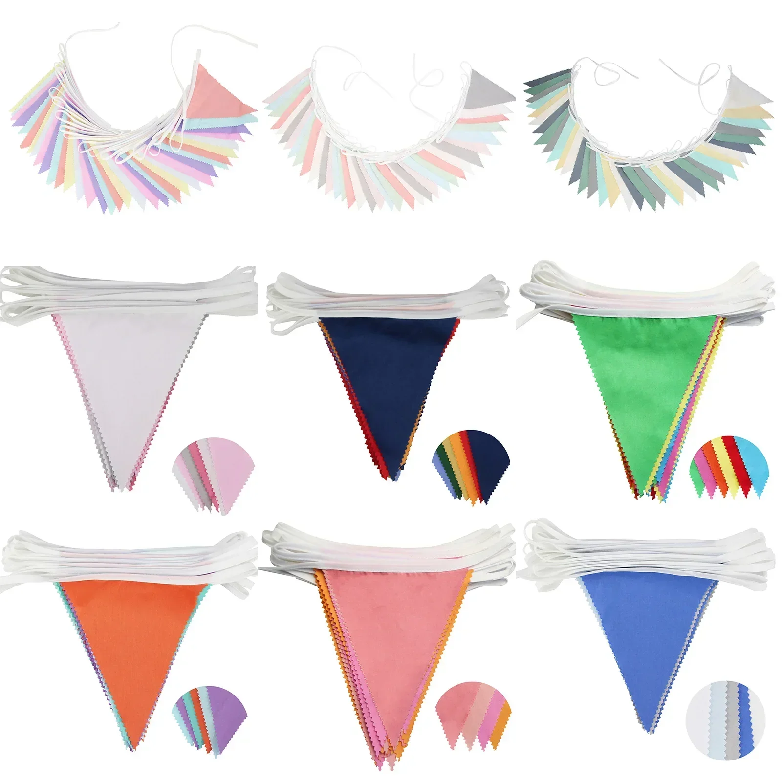 Add a Touch of Charm to Your Celebration with Our 10M/33FT Multicolor Bunting Banner with 36 Soft Cotton Triangle Flags