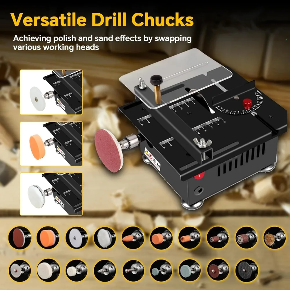 Mini Multi-Functional Table Saw for Crafts &Wood Cutting, Angle Adjustable with More Accessories -(10" Table Saw-Pro Kit)