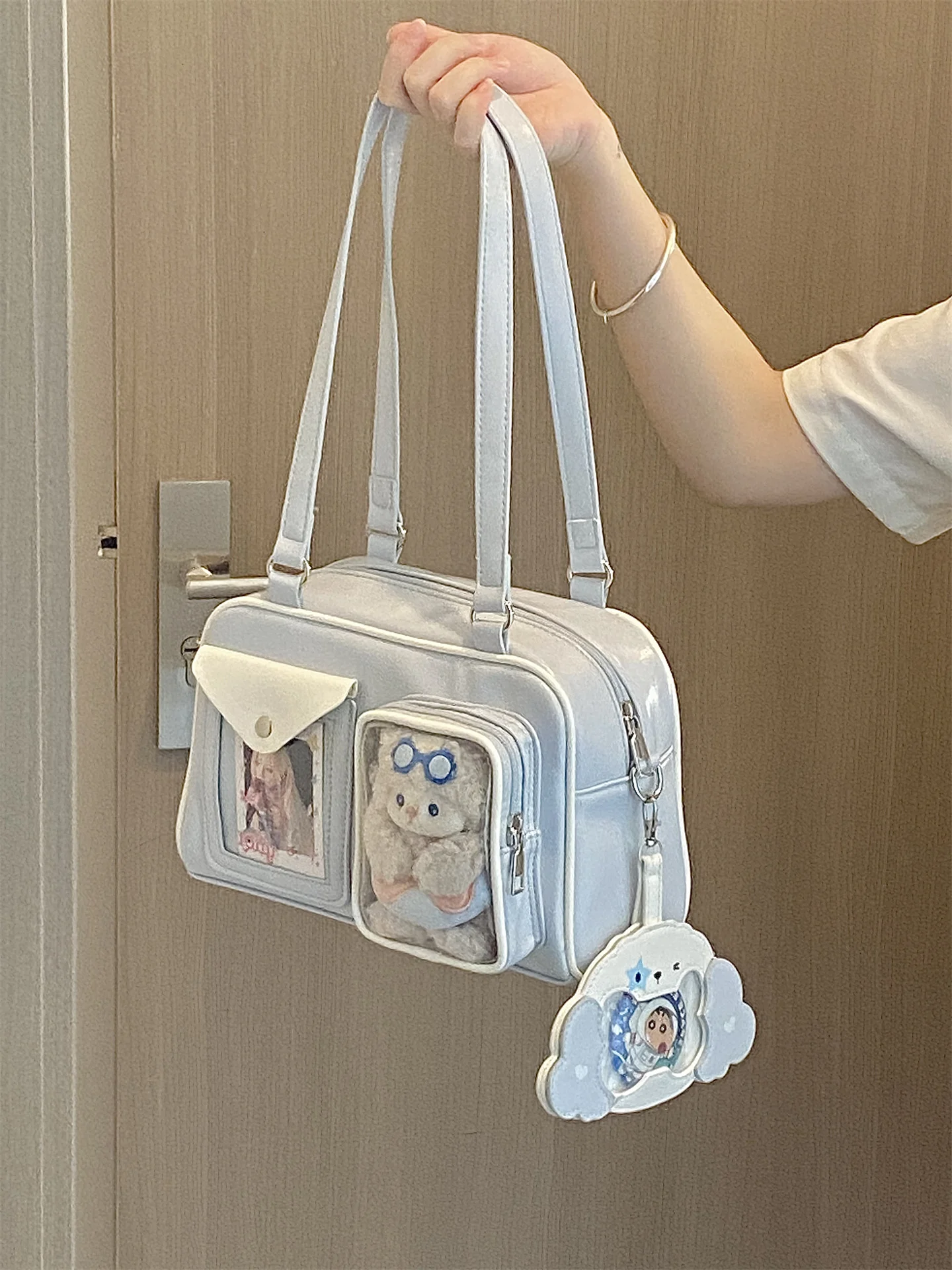 

Сумка Daily Blue Pain Bag, на одно плечо, для активного отдыха, молодежная, повседневная, из мягкого ПУ, маленького размера, однотонная, с контрастной молнией, квадратная форма
