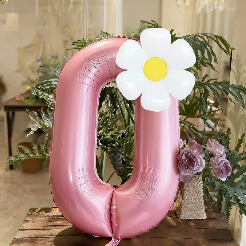 Weiße Gänseblümchen-Ballons Set Macaron Gelb/Rosa 40 Zoll Zahlenballon Geburtstagsfeier Jubiläumsdekoration Foto-Requisiten – Detail 11