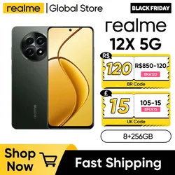 realme 12X 5G 6.67'' 120Hz Display Moblie Phone 8GB 256GB Octa-Core Smartphone 50MP Camera 5000mAh 15W FastCharge