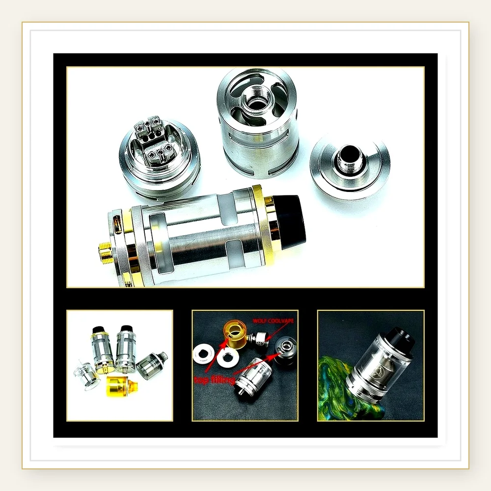 Taifun GT IV RTA 25mm Atomizer - Top Fill Design, 316 Stainless Steel & PEI, Single Coil E-Cig Tank