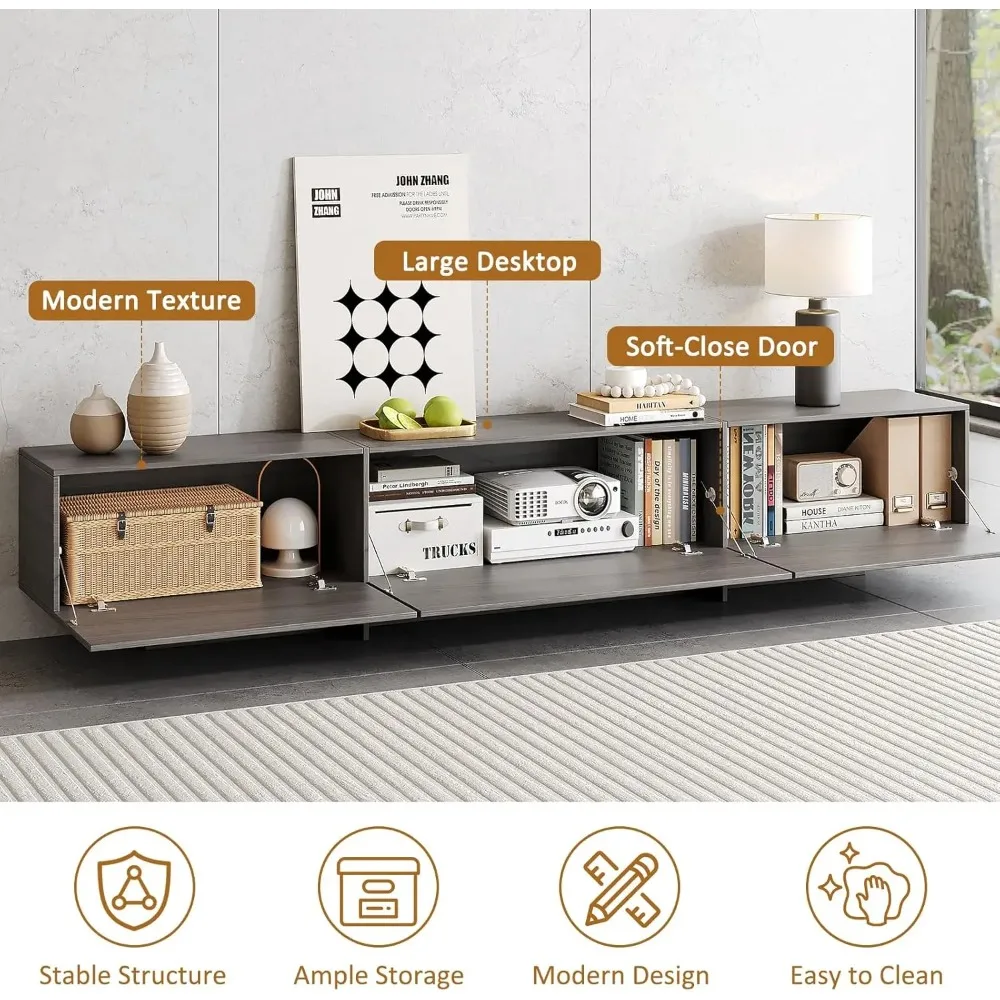 

76.4'' Modern TV Stand for Living Room, Mid Century Modern TV Console, Large Storage Cabinet Table, Media Cabinet