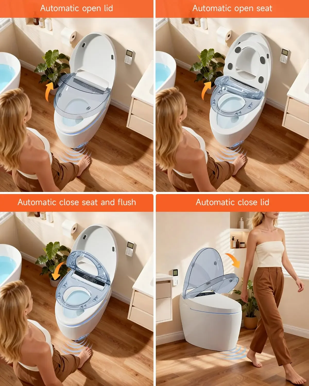 Smart Toilet with Bidet Built-in, Auto Open/Close Lid, 17.2'' ADA