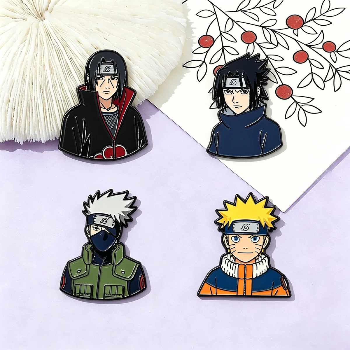 4Pcs/Set Anime Character Enamel Brooch Cartoon Kakashi Metal Badge Backpack Lapel Pin Cosplay Jewelry Accessories Fan Gift