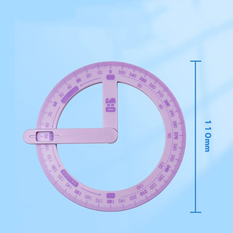 360-degree Movable Angle Protractor Mathematical Angle Drawing Tool Geometric Angle Demonstration Movable Ruler