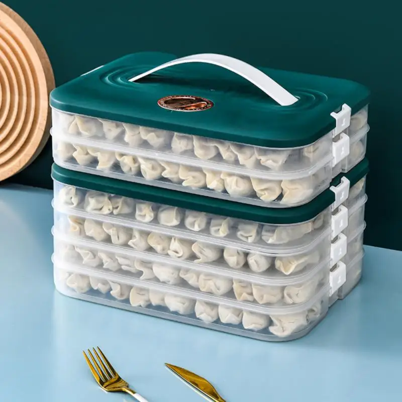 Kitchen Organizer Dumpling Box Food Storage Container Refrigerator Keep Fresh Storage Box Multi-Layer Transparent Dumpling Box