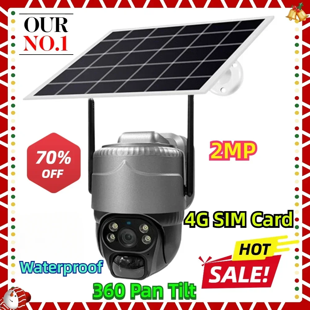 

2MP HD Lens 4G SIM Card CCTV Solar Outdoor Wireless Waterproof Solar Camera 360 Pan Tilt IP66