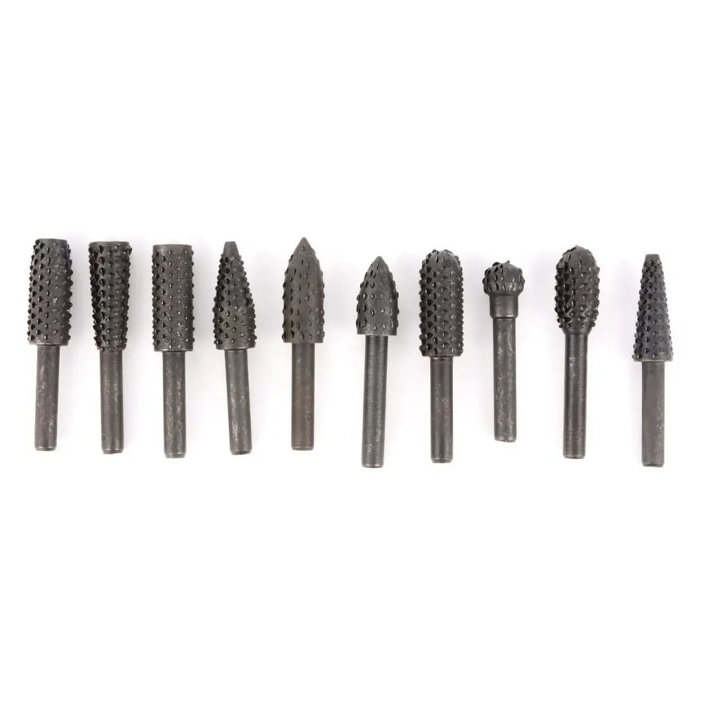 Kit d'outils de meulage de polissage, ensemble de râpe à distance, bois, plastique, caoutchouc, tige de 1/4 pouces, 10 pièces par ensemble