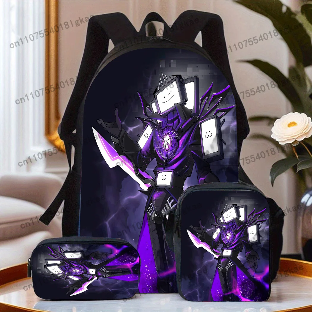 3pcs Skibidi Toilet Themed Unisex Backpack, Including School Bag, Pencil Case And Crossbody Bag. Cool Handle Print, Large Capaci