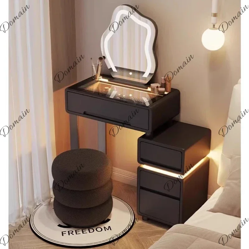 DF X Bluetooth Charging Vanity Mirror Jewelry Outlet Black Seat Bedroom Dressers Makeup Light Small Penteadeira Bedroom Furnitur