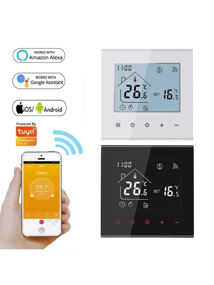 1 szt. Inteligentny termostat Smart M4 Tuya WiFi i bez WiFi 3A 16A do pieca elektrycznego/gazowego/ogrzewania wodnego, regulator temperatury — 2
