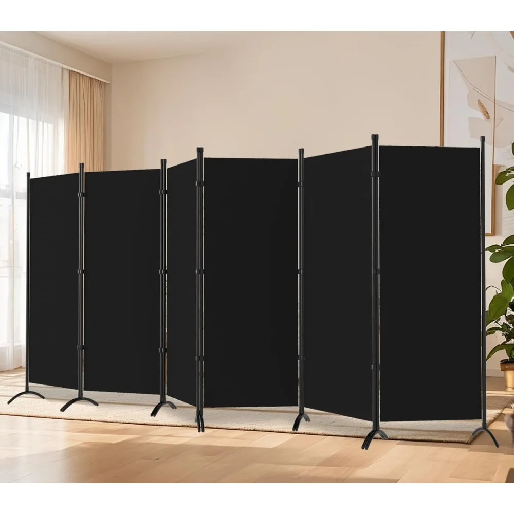 Room Divider – 6 Panel Black Folding Privacy Screen, 6 Foot Partition Room Partition Wall for Dividing, Home, Office, Classroom