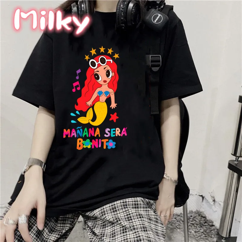 New Fashion Tops Manana Sera Bonito Printed T-Shirts For Womens Casual Soft Short Sleeve Loose Tees Comfortable Street Clothes