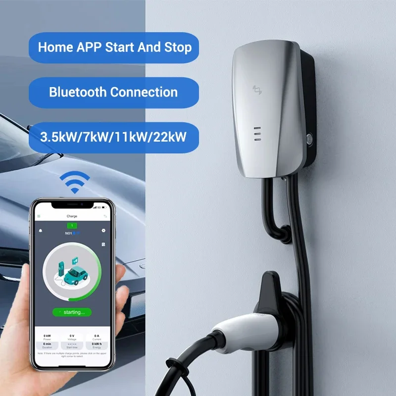 BLUESKY 7kw wall-mounted AC EV charger Home EV Charging station with APP control IP65