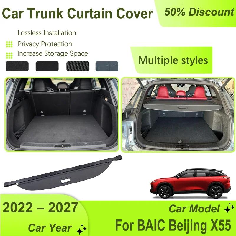 

Car Trunk Storage Cover For BAIC Beijing X55 Mofang X6 5 Tiger Six 2022~2027 Retractable Cargo Liner Shelter Auto Accessories