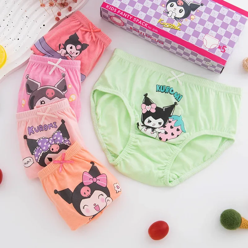 Nieuwe Sanrio Kawaii Kuromi Kinderen Slipje Schattige Cartoon Katoen Ondergoed Schattige Driehoek Slipje Zacht Jongen Meisje Onderbroek Cadeau