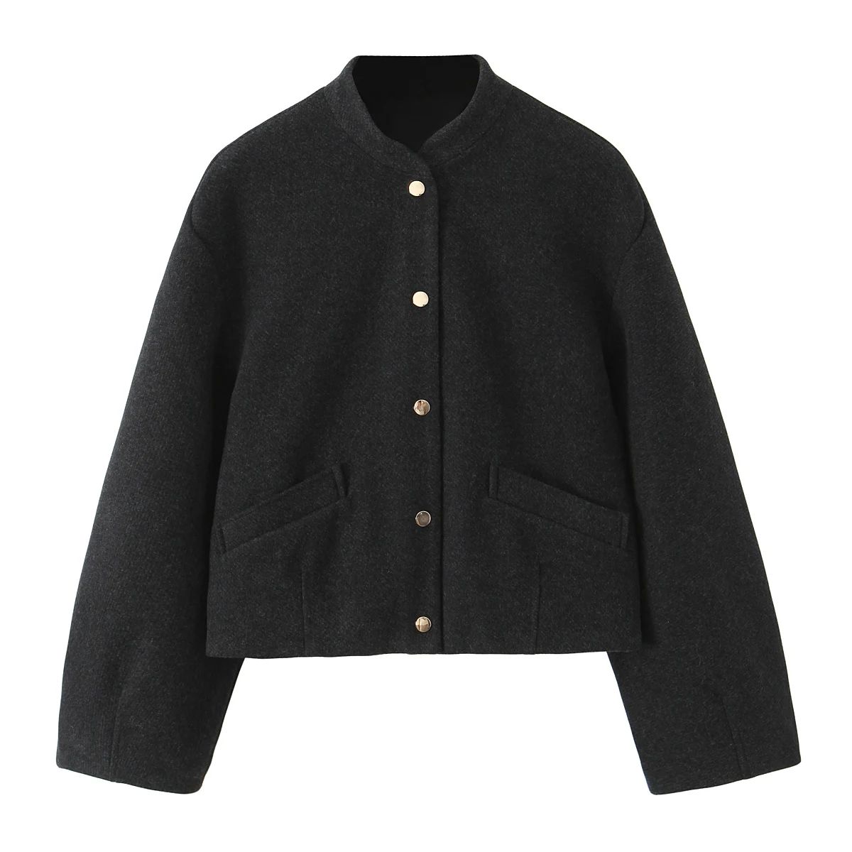 DUOPERI femmes solide Bomber vestes mode avec poches décontracté col rond manches longues femme élégante Chic dame tenues