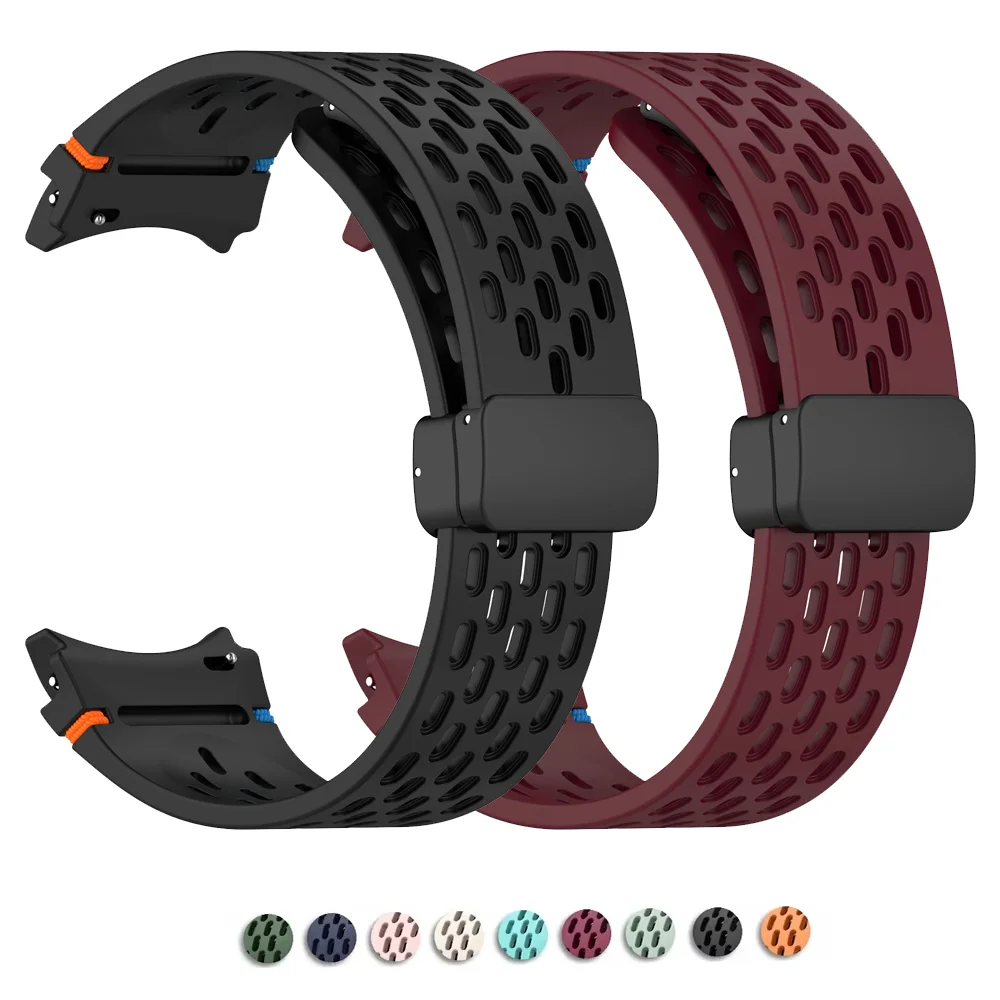 Силиконовый ремешок для Samsung Galaxy watch 5 Pro/7/FE/6/4 classic 44-40 мм, спортивный браслет с магнитной пряжкой correa Galaxy watch 7, ремешок