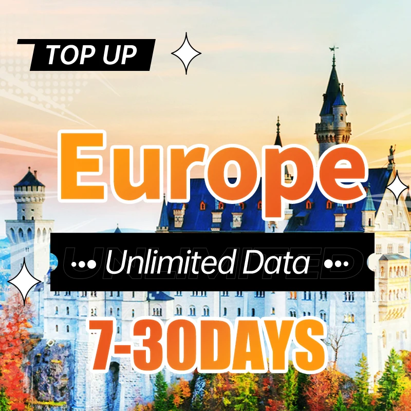 Europe & UK Prepaid 4G SIM Card High Speed Unlimited Data  for Turkey Italy France Germany Spain Switzerland Poland support eSIM