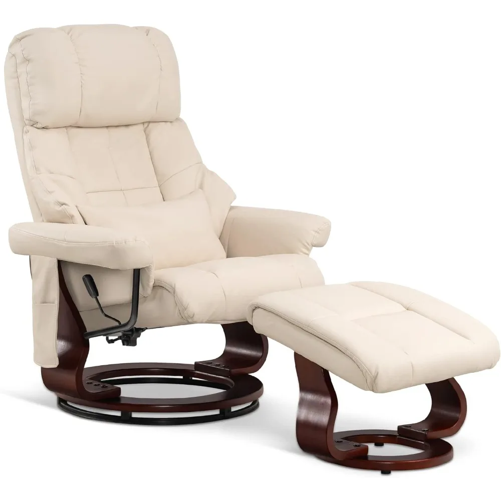 Beige massage chair Recliner with Ottoman Reclining Chair with Vibration Massage 360 Degree Swivel Wood Base  chair  sofa