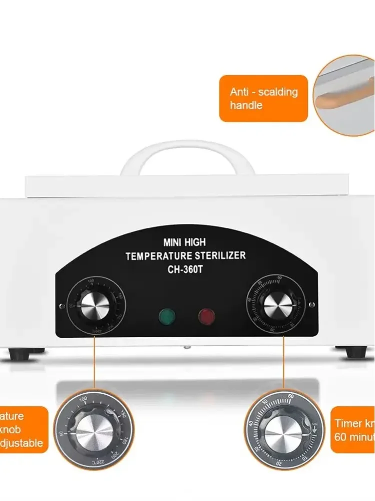 Heißluft-Sterilisator 300W Trockenwärme-Infektionssterilisator für Fußpflege, Tattoo, Nagelstudio, Sterilisationsschrank, Autoklav mit Timer
