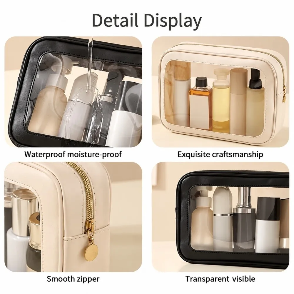 Portable PVC Makeup Bag Waterproof Transparent Visible Miscellaneous Storage Bag Large Capacity Outdoor Toiletry Bag