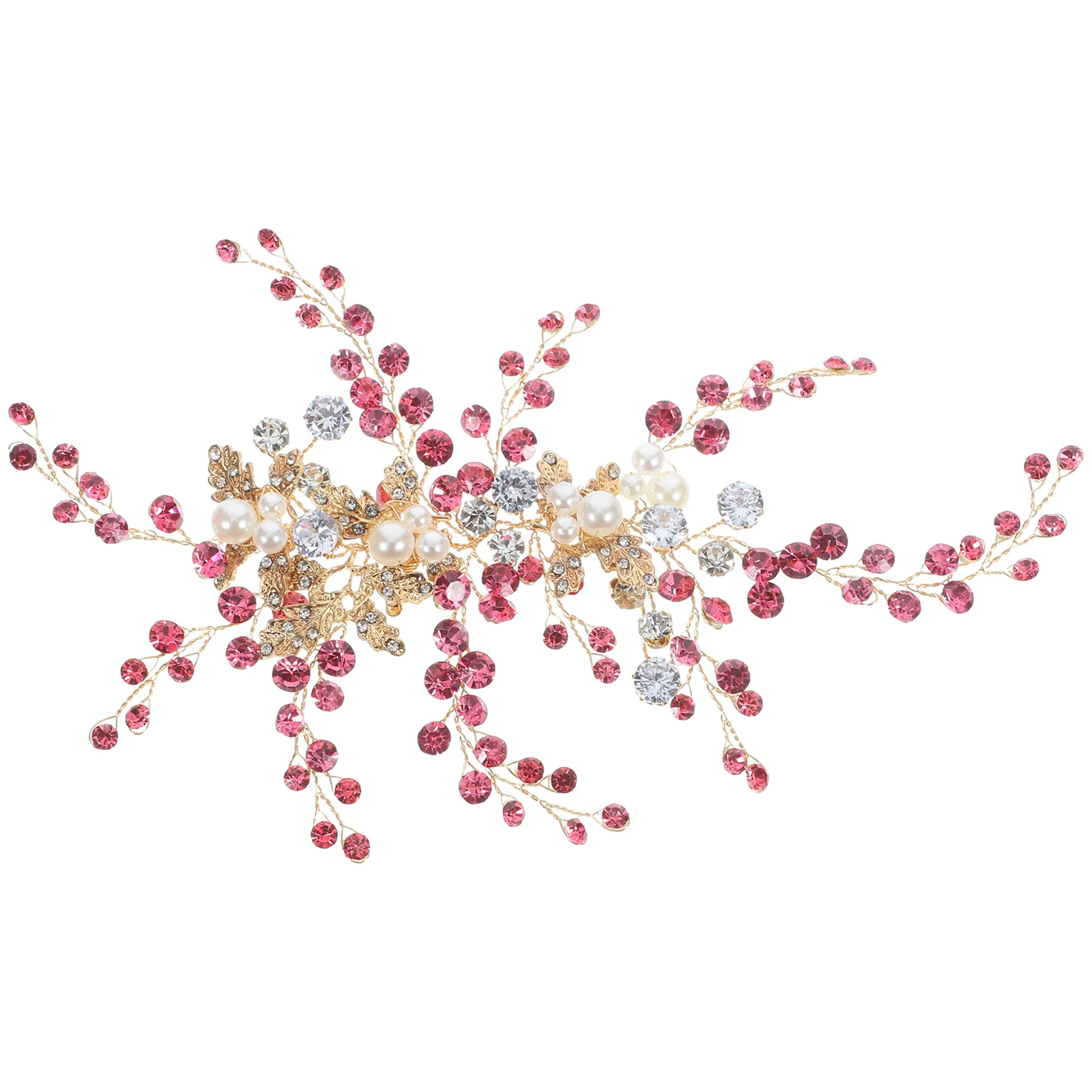 

Golden Leaf Headpiece Rhinestone Pearl Bridal Wedding Accessory Elegant Safe Material Long Lasting Unique Look Attract Attention