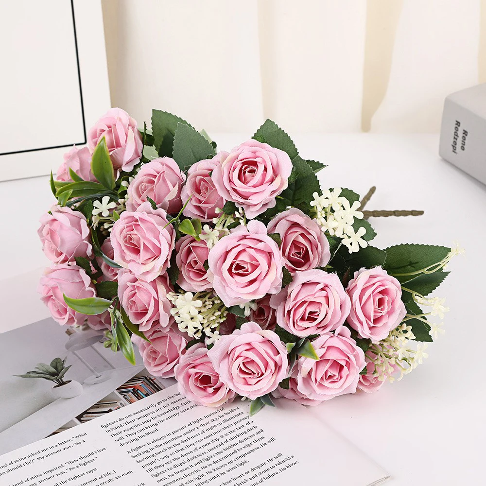 9 Heads Realistic Artificial Rose Bouquet for Christmas Home Weddings, Birthdays,Floral Arrangements and Home Decoration