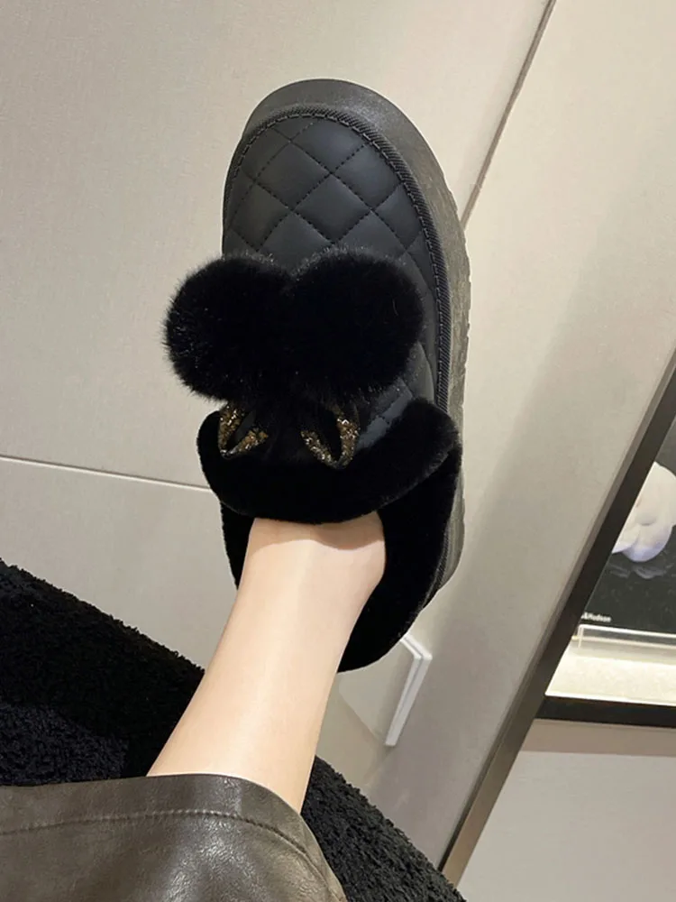 Shallow Mouth Round Toe Women Shoes Autumn Loafers Fur Casual Female Sneakers Clogs Platform Fall Winter New Creepers Moccasin