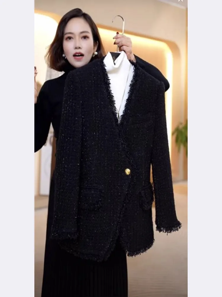 Ele Bla V-Ne Small Fraance Sle Jaet Damski Garnitur Formalny na Wczesną Jesień 2025 Nowy Elegancki Top Europejski Wysokiej Klasy...